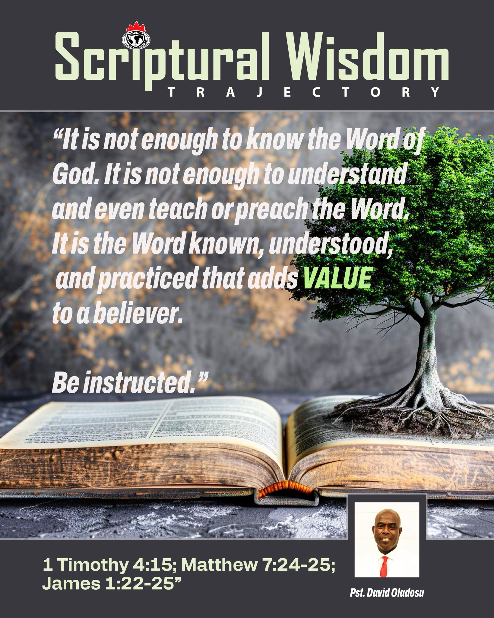 Day 135 - 1 Timothy 4:15; Matthew 7:24-25; James 1:22-25