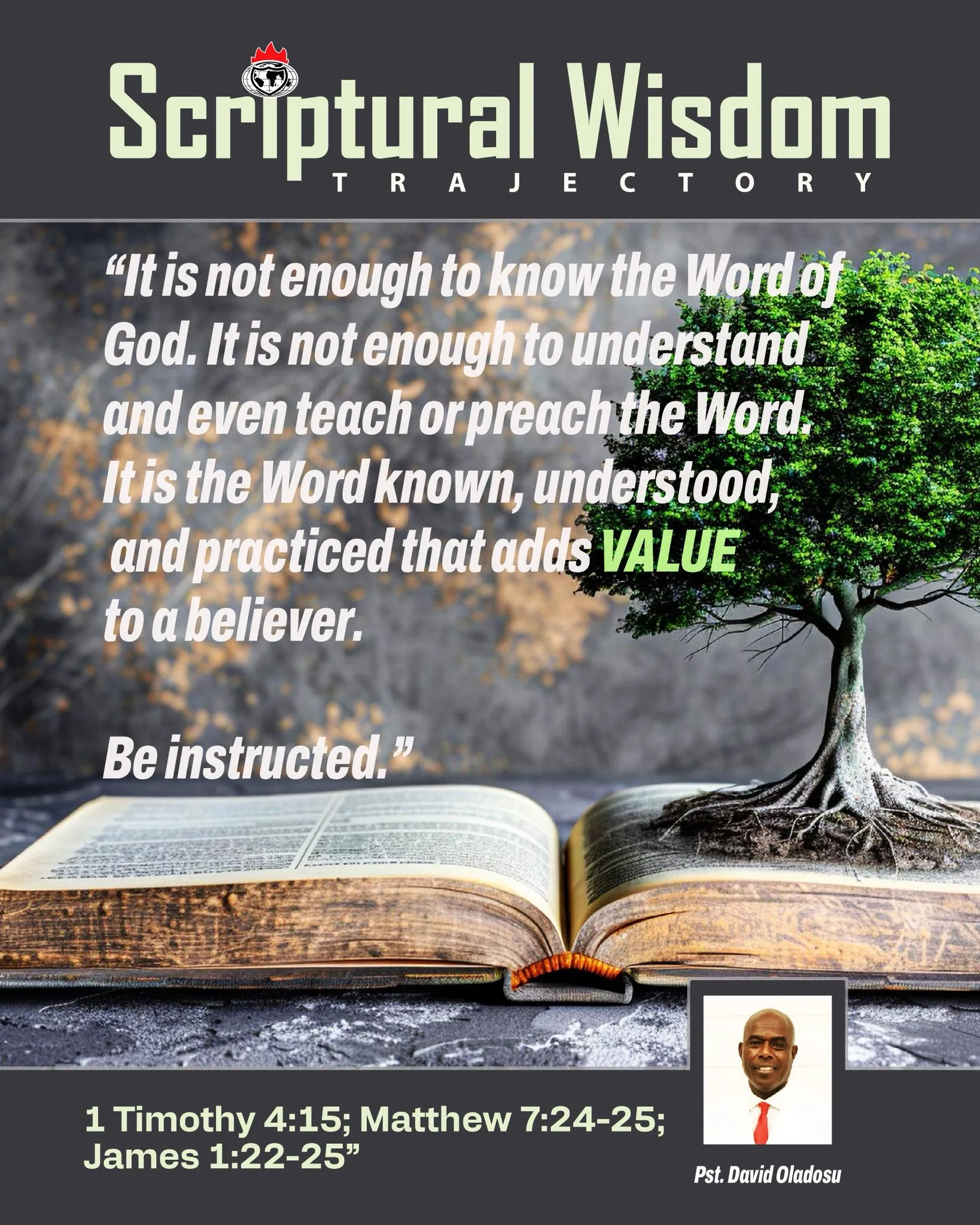Day 135 - 1 Timothy 4:15; Matthew 7:24-25; James 1:22-25